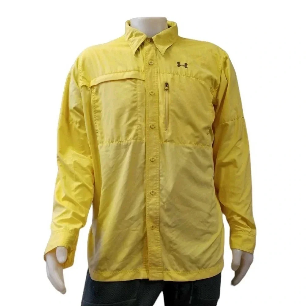 Under Armour All Season Gear Yellow Athleisure Fishing  Top Size XL